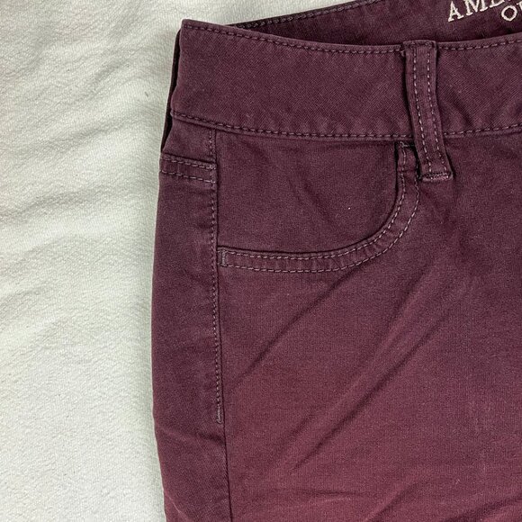 American Eagle Red Burgundy Jegging Size 4 Skinny Leg Low Rise Stretch Denim - Picture 6 of 16